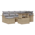 vidaXL Ensemble de canapé de jardin 7 pièces avec coussins en rotin poly beige