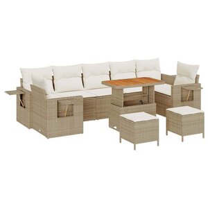 vidaXL Ensemble de canapé de jardin avec coussin 10 Pièces beige et crème