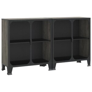 vidaXL Armoires de rangement 2 Pièces Gris 72x36x82 cm Métal et MDF