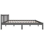 vidaXL Cadre de lit Gris Bois massif 135x190 cm Double