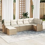 Ensemble de canapé 7 pièces avec coussins Beige Rotin