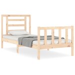 vidaXL Cadre de lit avec tête de lit 90x200 cm bois massif
