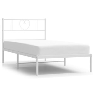 vidaXL Cadre de lit métal avec tête de lit blanc 107x203 cm