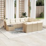 vidaXL Salon de jardin 11 Pièces avec coussins beige résine tressée
