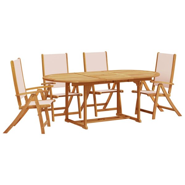 vidaXL Ensemble à manger de jardin 5Pièces bois d'acacia solide textilène