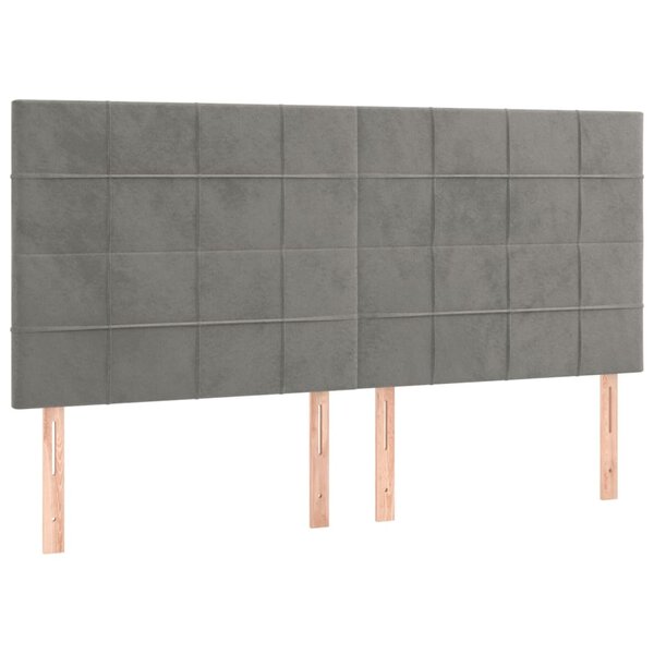 vidaXL Têtes de lit 4 Pièces Gris clair 80x5x78/88 cm Velours