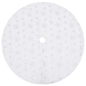 vidaXL Jupe de sapin de Noël de luxe Blanc 122 cm Fausse fourrure