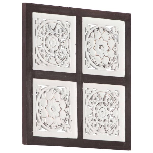 vidaXL Panneau mural sculpté à la main MDF 40x40x1 5cm Marron et blanc