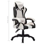 vidaXL Fauteuil de jeux vidéo avec LED RVB Blanc et noir Similicuir