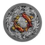 Koi and dragons 2 once silver & 11.5 once copper monnaie 10000 francs chad 2023