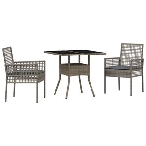 vidaXL Ensemble de salle à manger pour jardin 3 Pièces Gris Poly rotin