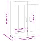 vidaXL Armoire murale sonoma gris 69 5x34x90 cm