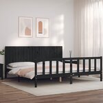 vidaXL Cadre de lit avec tête de lit noir 200x200 cm bois massif