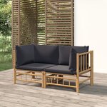 vidaXL Canapés d'angle de jardin avec coussins gris foncé 2 Pièces bambou