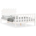 vidaXL Cadre de lit avec tête de lit blanc double bois massif