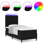 vidaXL Lit à ressorts en boîte avec matelas & LED noir 90x200 cm en tissu