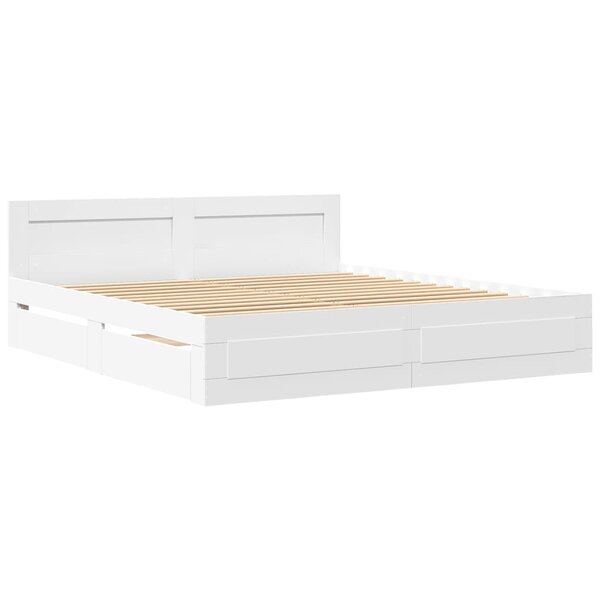 vidaXL Cadre de lit avec tête de lit blanc 180x200cm bois d'ingénierie