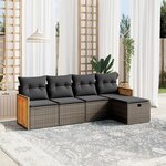 vidaXL Salon de jardin 5 Pièces avec coussins gris résine tressée