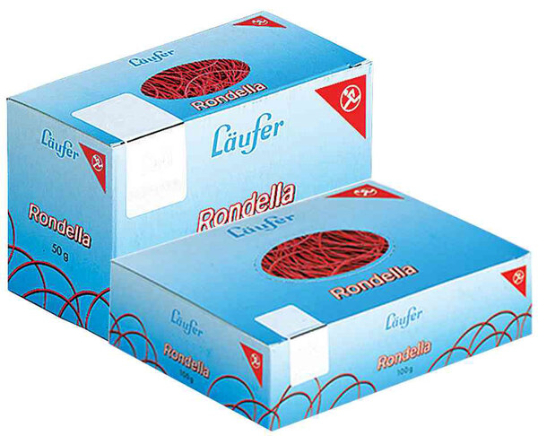 Elastique rouge 80 x 4 mm boite de 50g LÄUFER