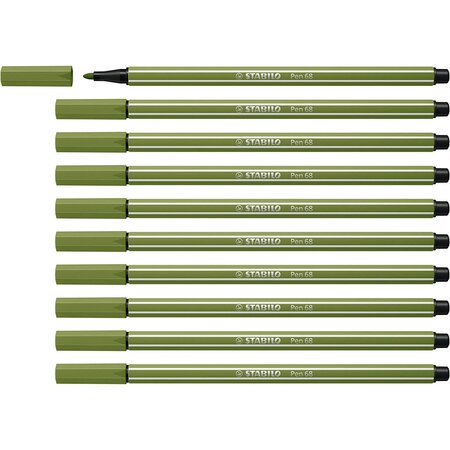 Stylo feutre pen 68  vert mousse x 10 stabilo