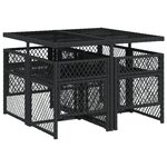 vidaXL Ensemble à manger de jardin coussins 5Pièces noir résine tressée