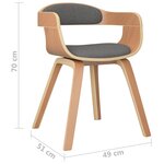 vidaXL Chaise à manger lot de 2 gris clair bois courbé et tissu