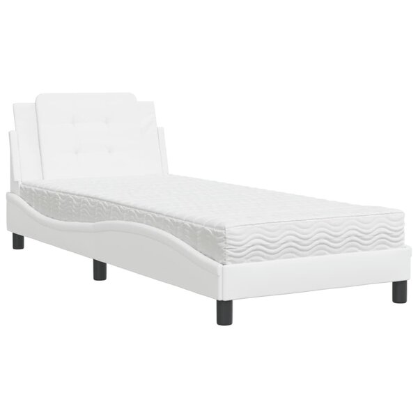 vidaXL Lit avec matelas blanc 90x200 cm similicuir