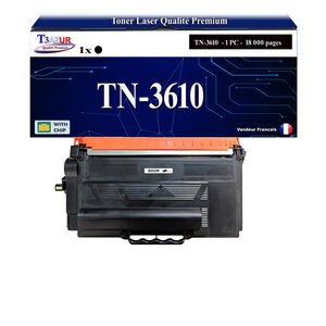 T3AZUR- Toner compatible avec brother TN3610 TN3610 Noir (18 000 pages)