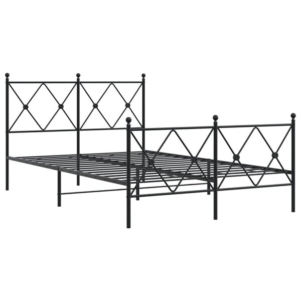 vidaXL Cadre de lit métal avec tête de lit/pied de lit noir 120x200 cm