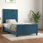 vidaXL Cadre de lit avec tête de lit Bleu foncé 90x190 cm Velours
