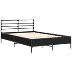 vidaXL Cadre de lit noir 135x190 cm bois d'ingénierie et métal
