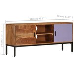 vidaXL Meuble TV Marron miel et gris 110x30x50 cm Bois massif d'acacia