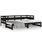 vidaXL Lit coulissant Noir Bois de pin solide 2x(90x190) cm