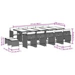 vidaXL Ensemble à manger de jardin 15 Pièces coussins noir résine tressée