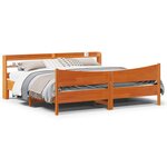 vidaXL Cadre de lit et tête de lit cire marron 200x200 cm bois de pin