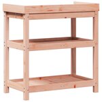 vidaXL Table de rempotage avec étagères bois massif de douglas