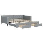 vidaXL Lit de jour avec gigogne et tiroirs gris clair 100x200 cm tissu