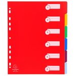 Intercalaires Polypropylène Opaque Semi Rigide 6 Positions - A4 Maxi - Couleurs Assorties - X 25 - Exacompta