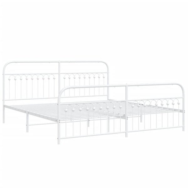 vidaXL Cadre de lit métal avec tête de lit/pied de lit blanc 193x203cm