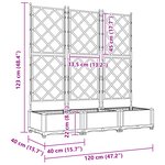 vidaXL Jardinière avec treillis 3 Pièces Grise 120x40x125 5 cm