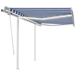 vidaXL Auvent manuel rétractable avec LED 3x2 5 m Bleu et blanc