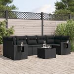 vidaXL Salon de jardin 8 Pièces avec coussins noir résine tressée