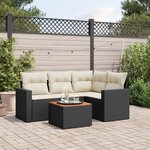 vidaXL Salon de jardin 5 Pièces avec coussins noir résine tressée