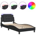 vidaXL Cadre de lit avec lumières LED noir 90x190 cm similicuir