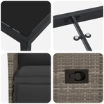 vidaXL Ensemble de Salle à Manger de Jardin de 7 Pièces Avec Coussins Gris Poly Rattan