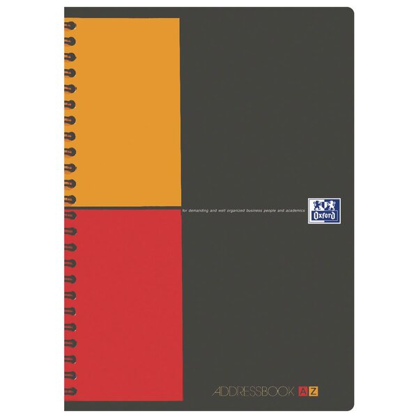 Carnet d'adresses International A5 avec reliure à spirale double, 90 g/m², 72 feuilles/144 pages
