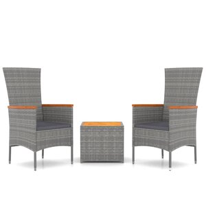 vidaXL Ensemble de salon de jardin 3 Pièces gris poly rotin et acacia