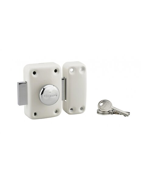 THIRARD - Verrou à bouton Apache pour porte d'entrée  cylindre 40mm  acier  3 clés  époxy blanc
