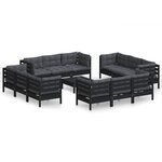vidaXL Salon de jardin 13 Pièces avec coussins anthracite bois de pin