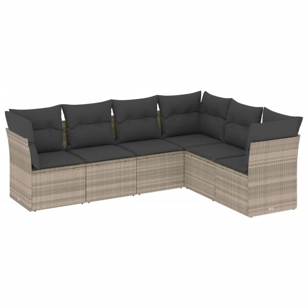 vidaXL Salon de jardin 6 Pièces avec coussins gris clair résine tressée